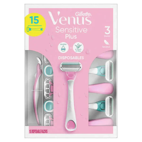 Gillette Venus Sensitive Plus Razuradora, 15unidades