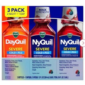 Vicks DayQuil & NyQuil Severe Cold & Flu Liquid Medicine Combo Pack, 3 pk./36 fl. oz.